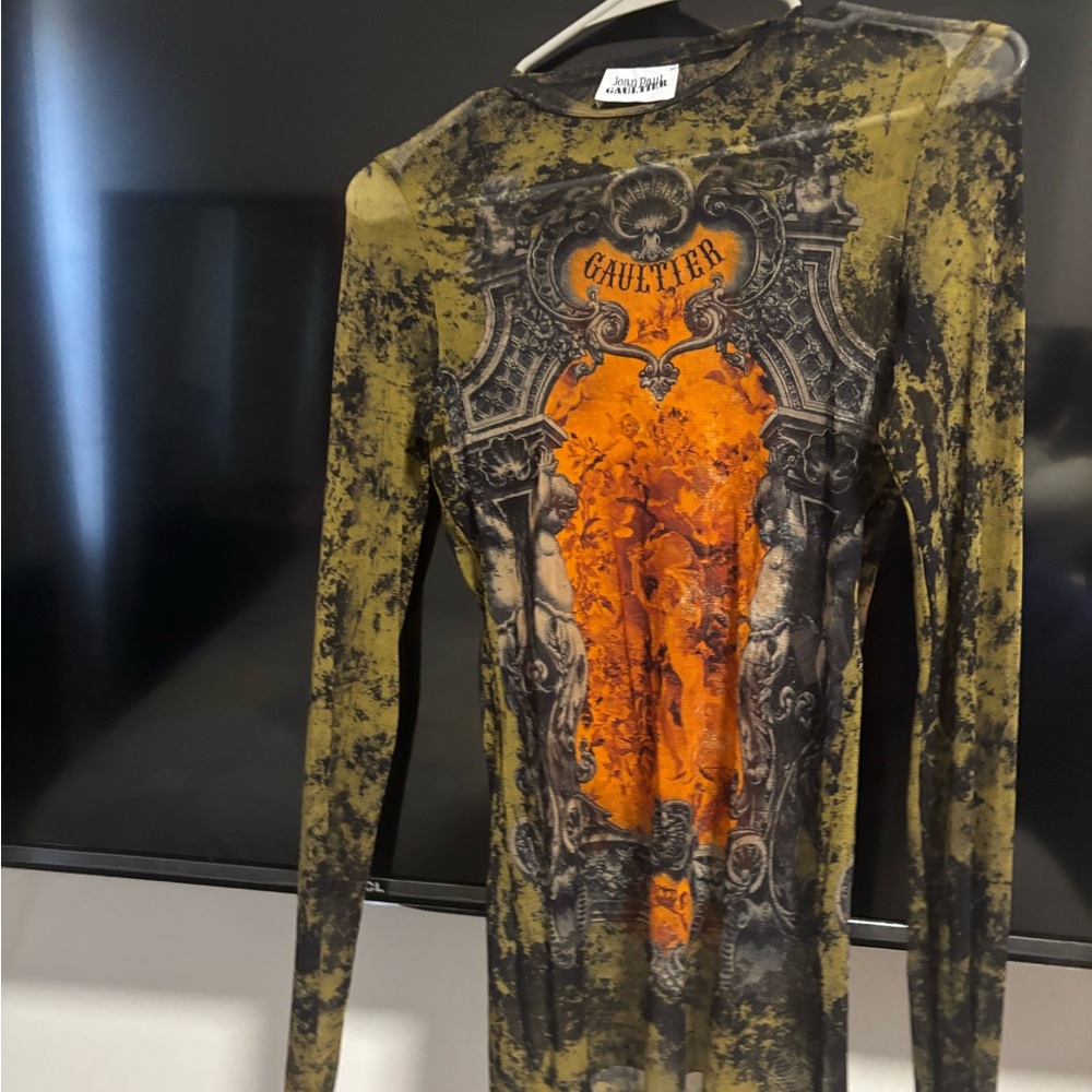 Jean Paul Gaultier Olive and Orange Artistic Long Sleeve
